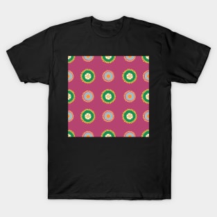 Colorful cogs gears pattern on purple background T-Shirt